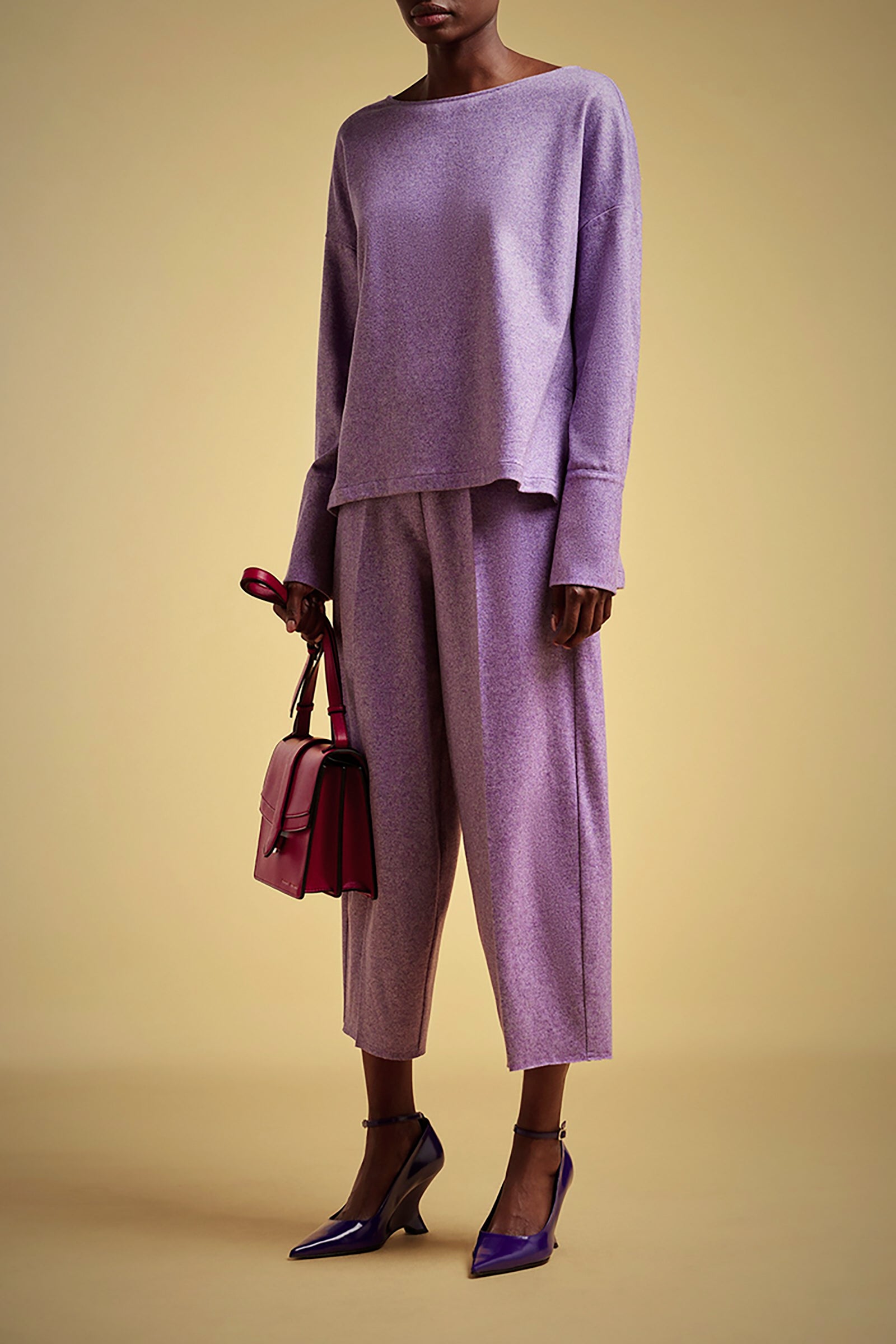 PANTALONI CROP PANNO CASHMERE