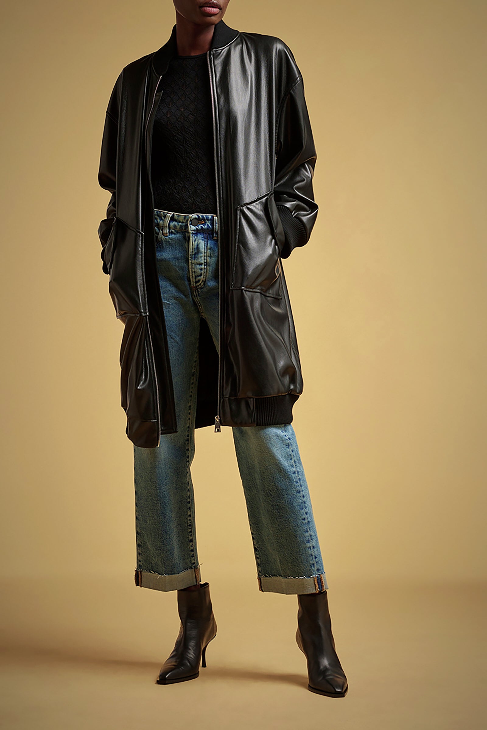 VEGAN LEATHER BOMBER JACKET
