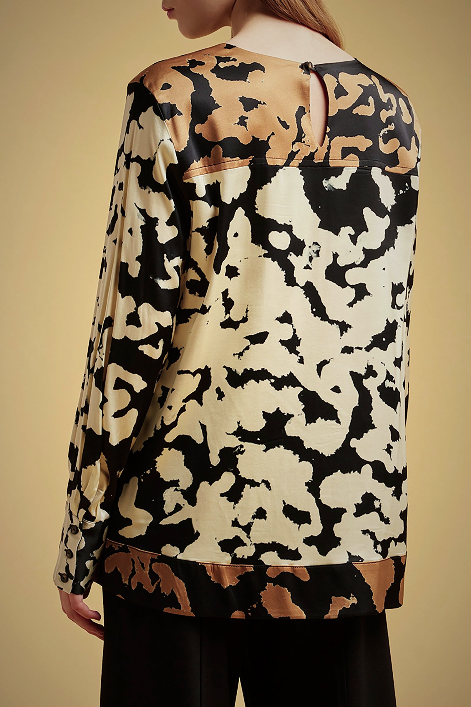 BLUSA BICOLORE STAMPA MACULA