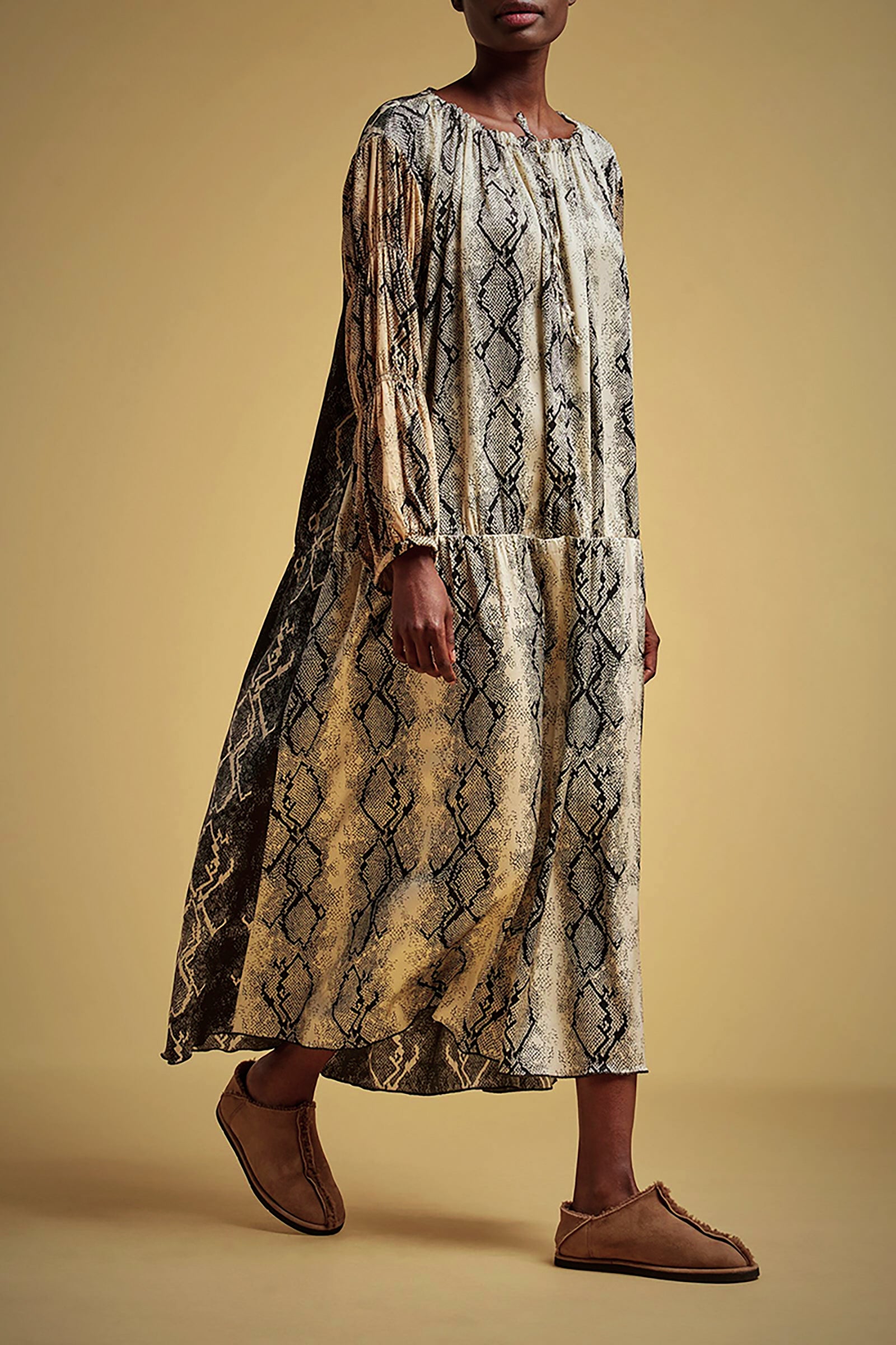 PYTHON PRINT DRAWSTRING DRESS