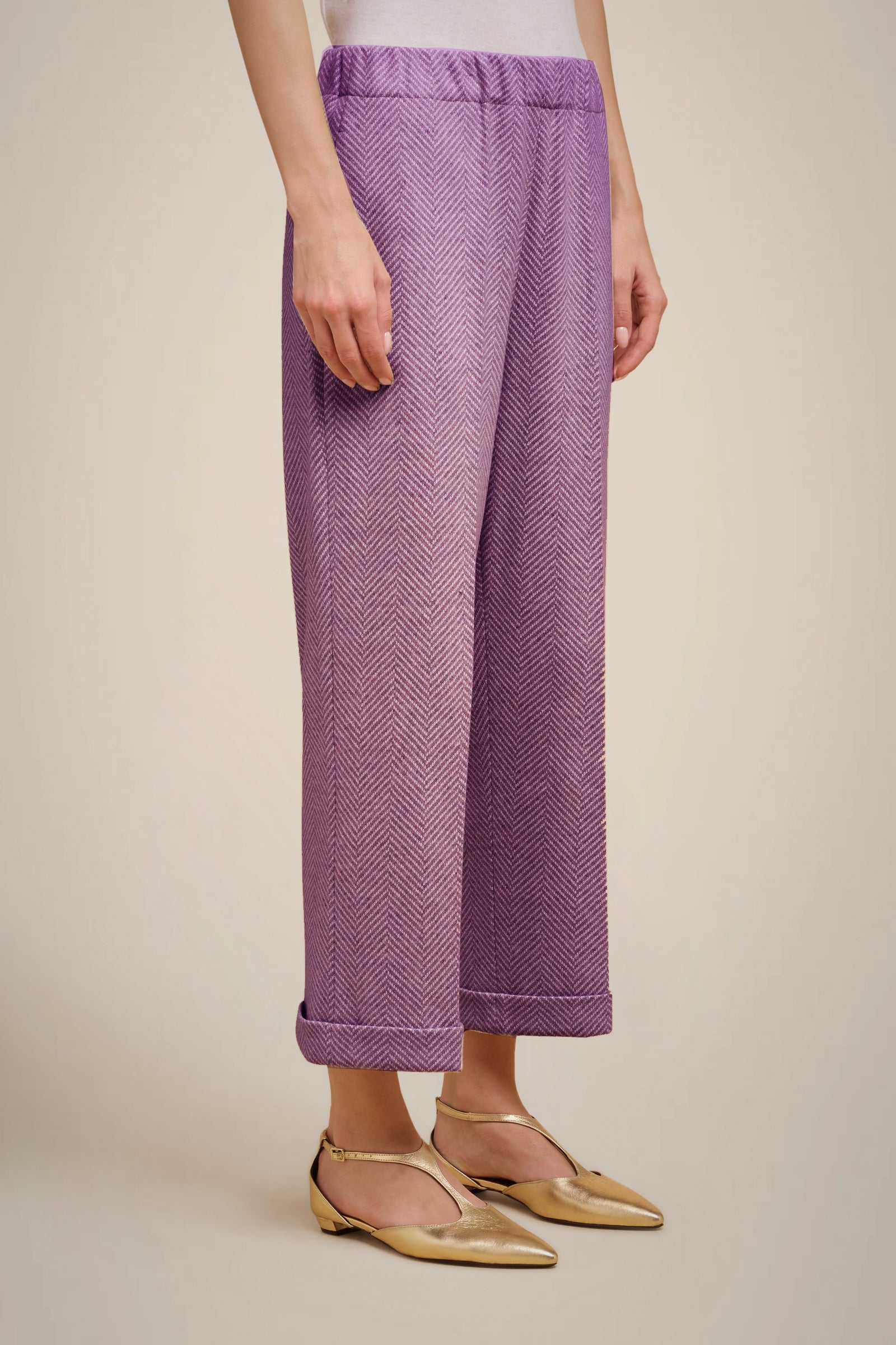 PANTALONE CROP PANNO CASHMERE