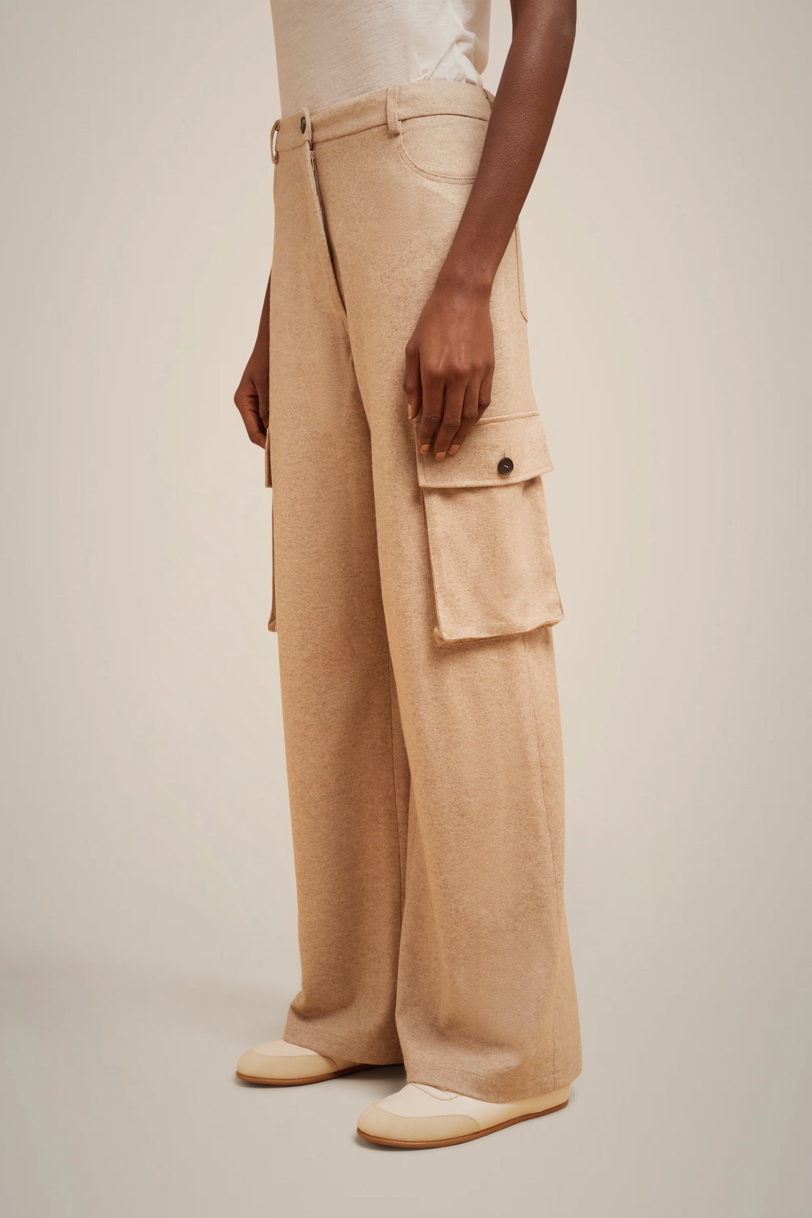 PANTALONE CARGO IN PANNO CASHMERE