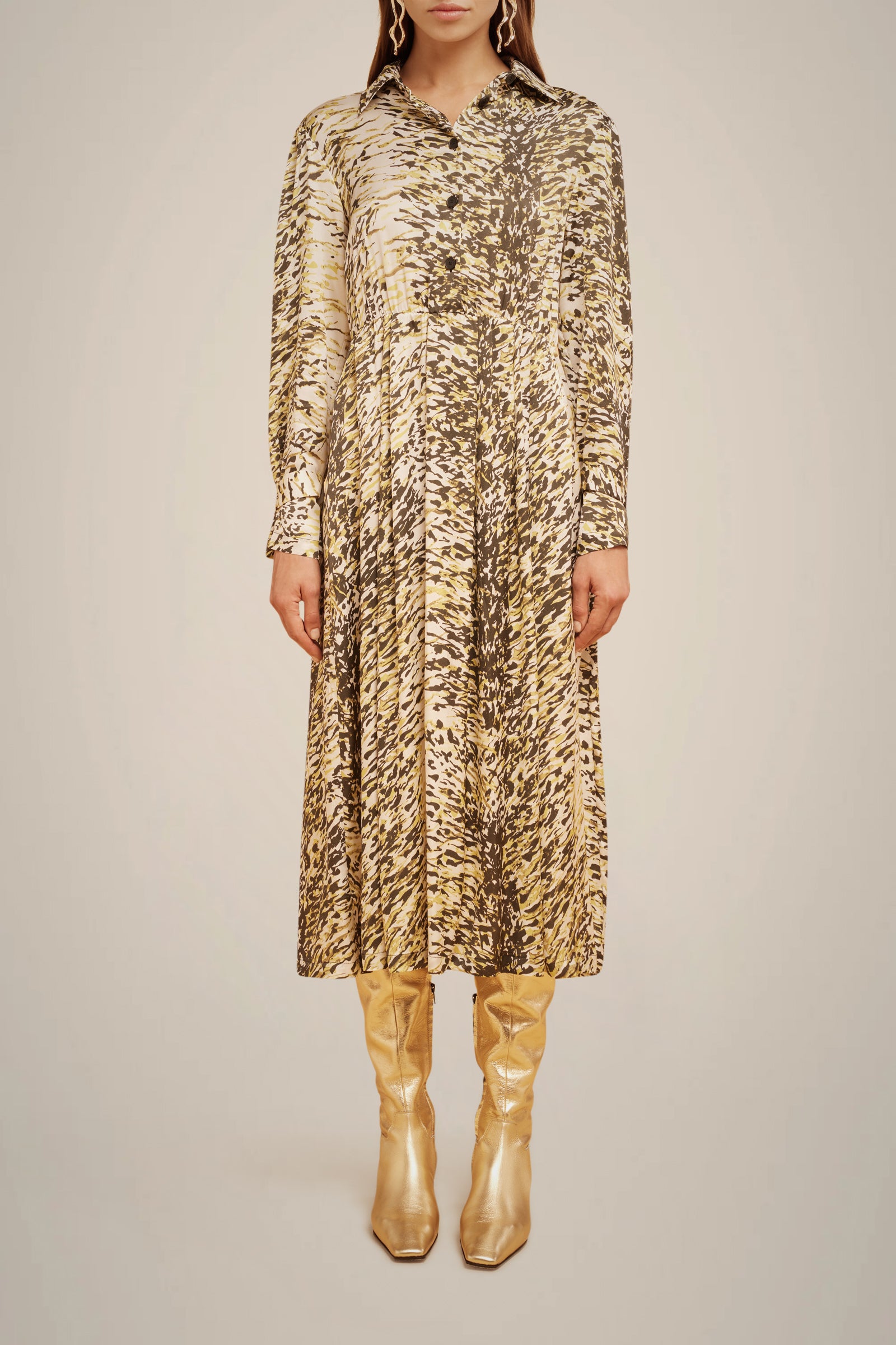 PRINTED BELTED DRESS