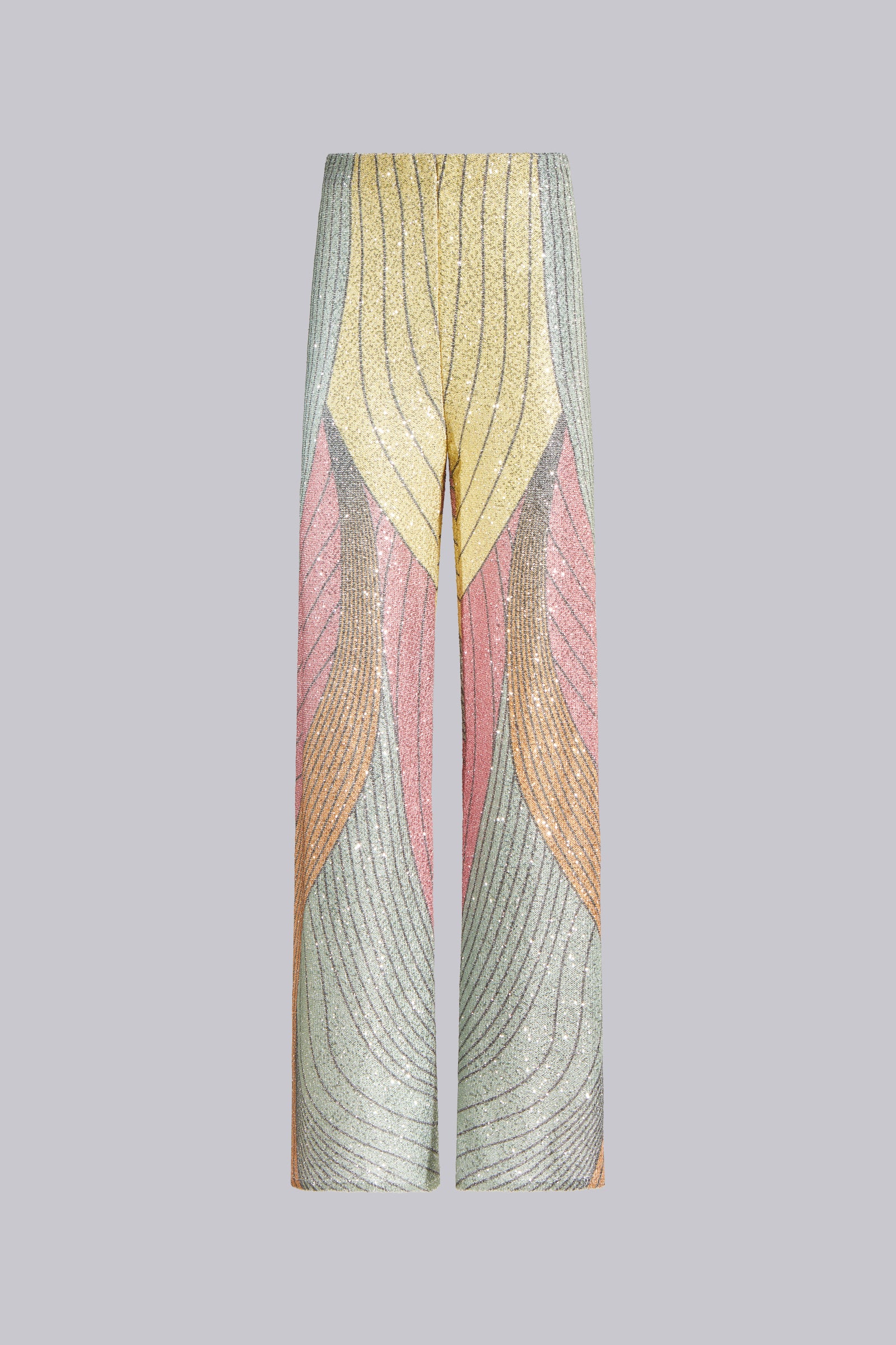 MICRO SEQUIN WIDE LEG PRINTED TROUSERS