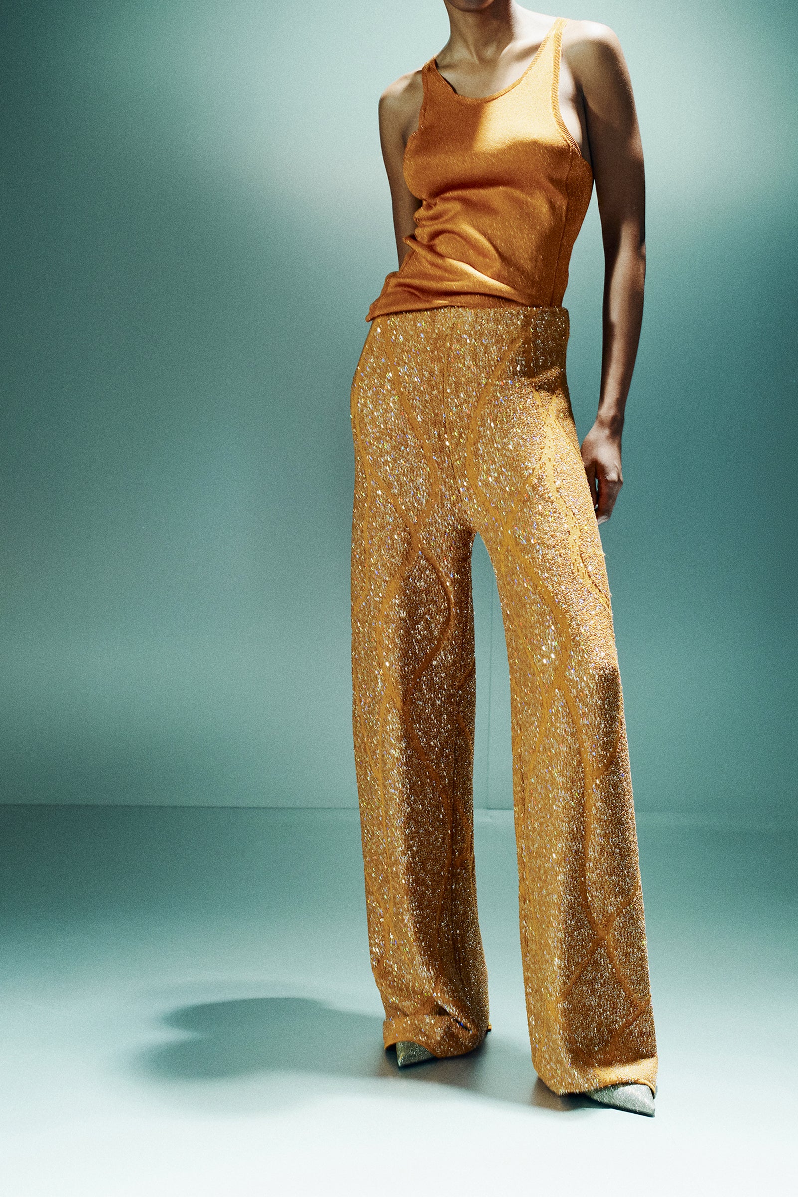JACQUARD WIDE LEG TROUSERS WITH WAVE PATTERN