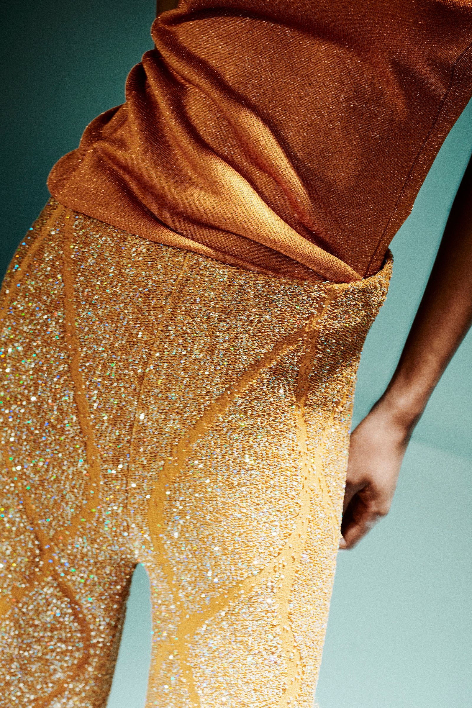 JACQUARD WIDE LEG TROUSERS WITH WAVE PATTERN