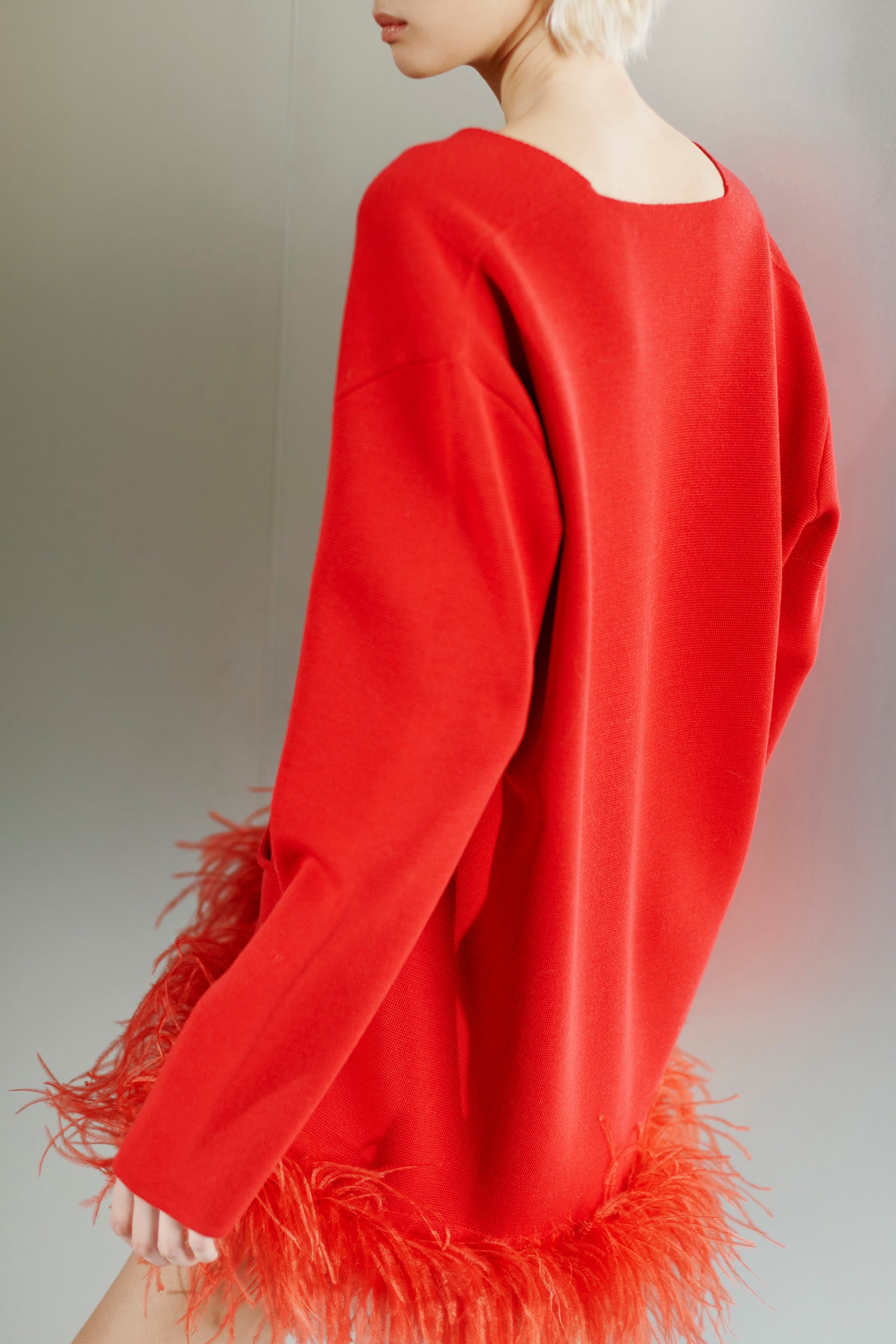MAGLIA CON DETTAGLIO PIUME SUL FONDO