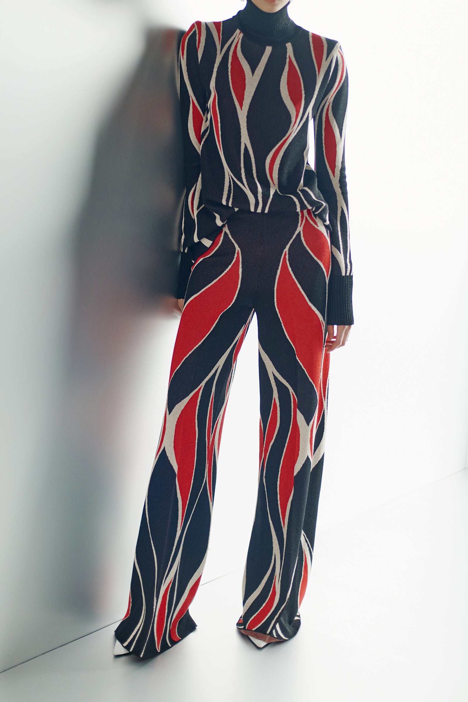 PANTALONE WIDE LEG JACQUARD IN LUREX