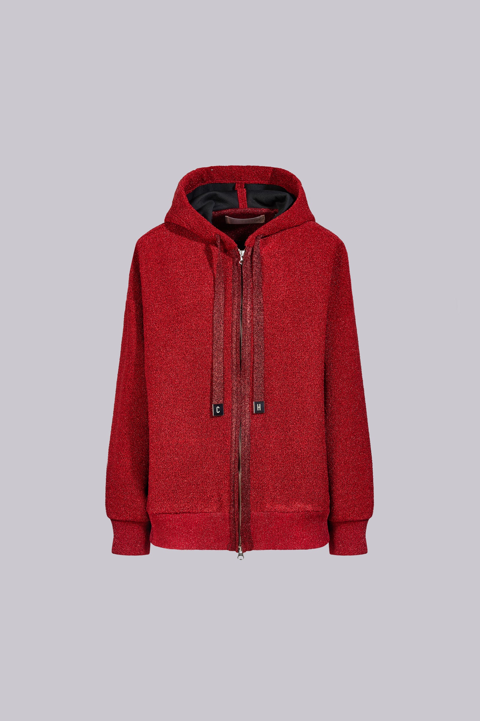 FELPA BOMBER IN LUREX CON CAPPUCCIO