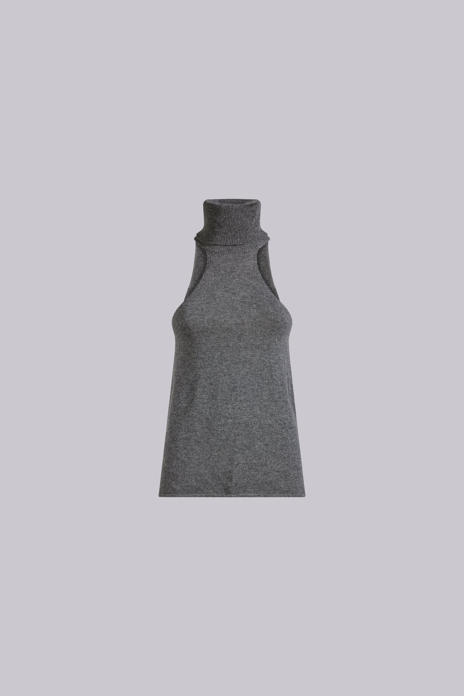 TOP SCOLLO HALTER COLLO ALTO IN CASHMERE