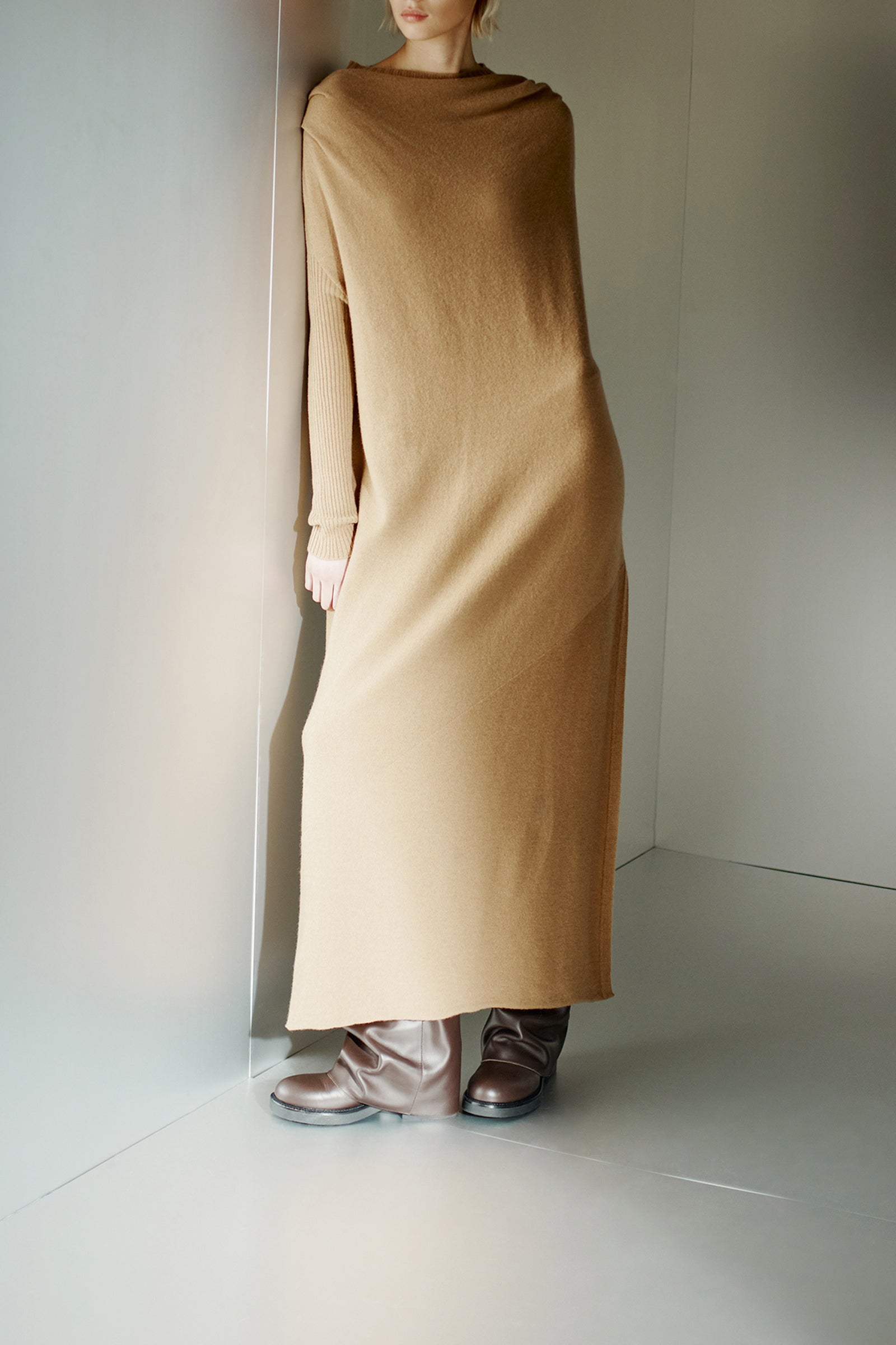 ABITO LUNGO CON DRAPPEGGIO IN CASHMERE