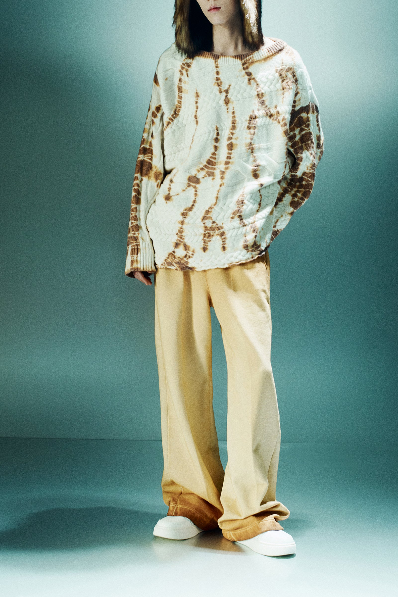 FLEECE WIDE LEG SHADED TROUSERS