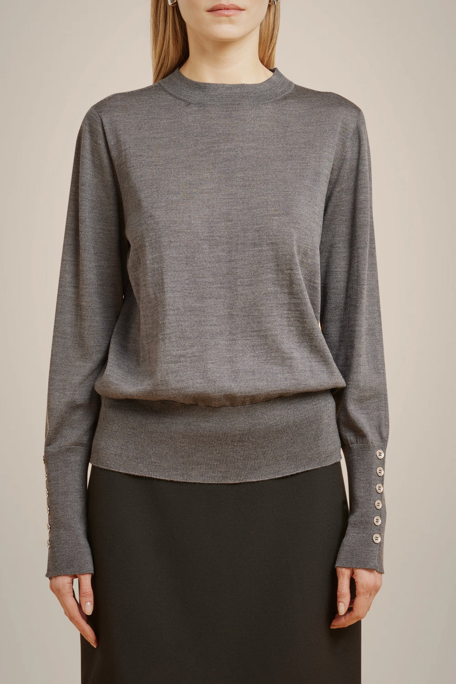 MAGLIA BOTTONI POLSI IN LANA MERINOS