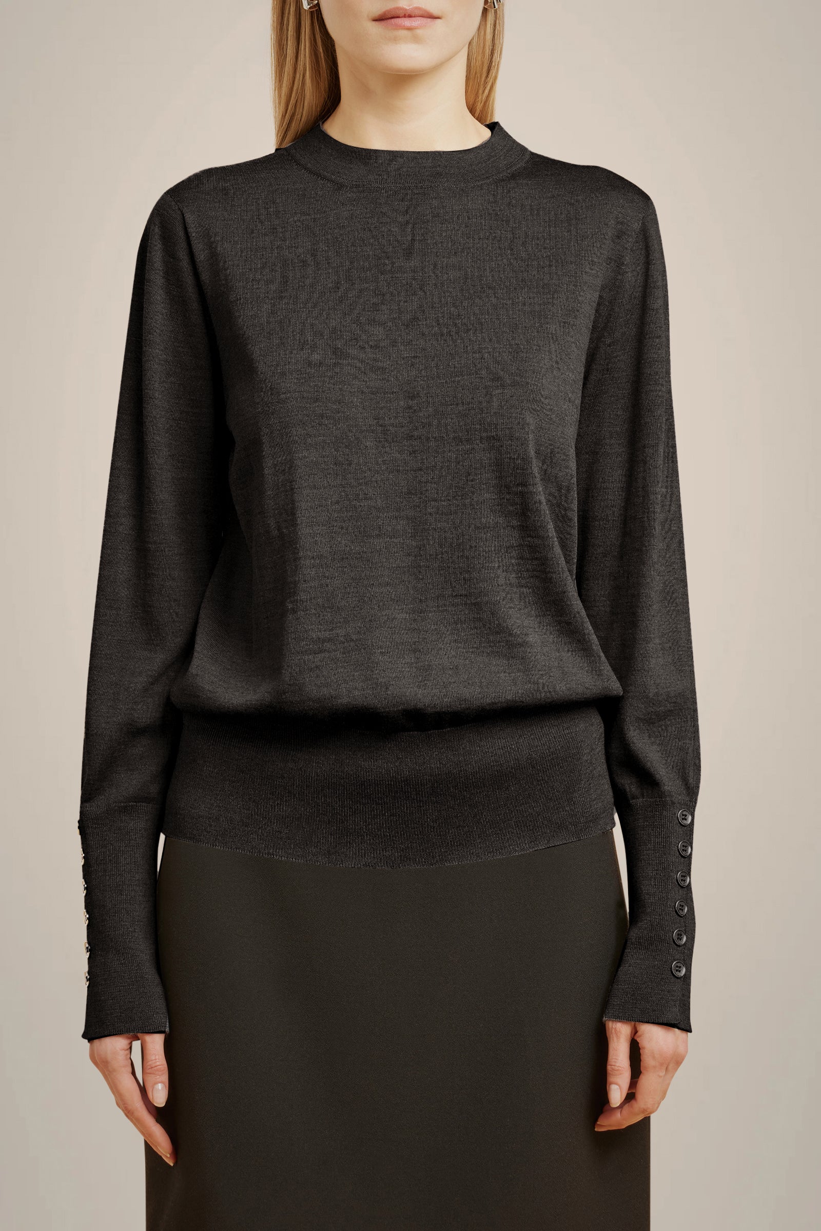 MAGLIA BOTTONI POLSI IN LANA MERINOS