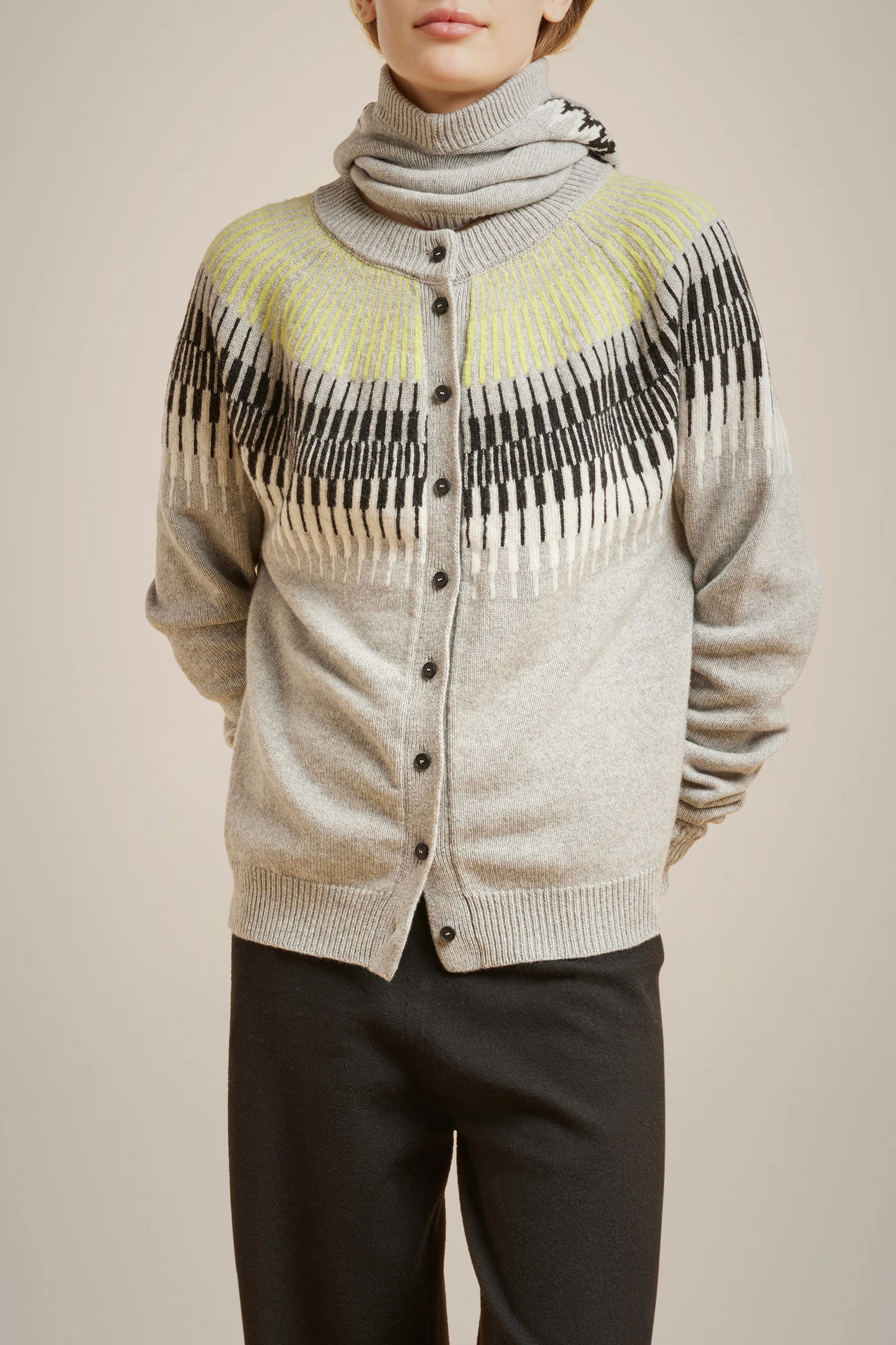 CARDIGAN JACQUARD IN CASHMERE RICICLATO