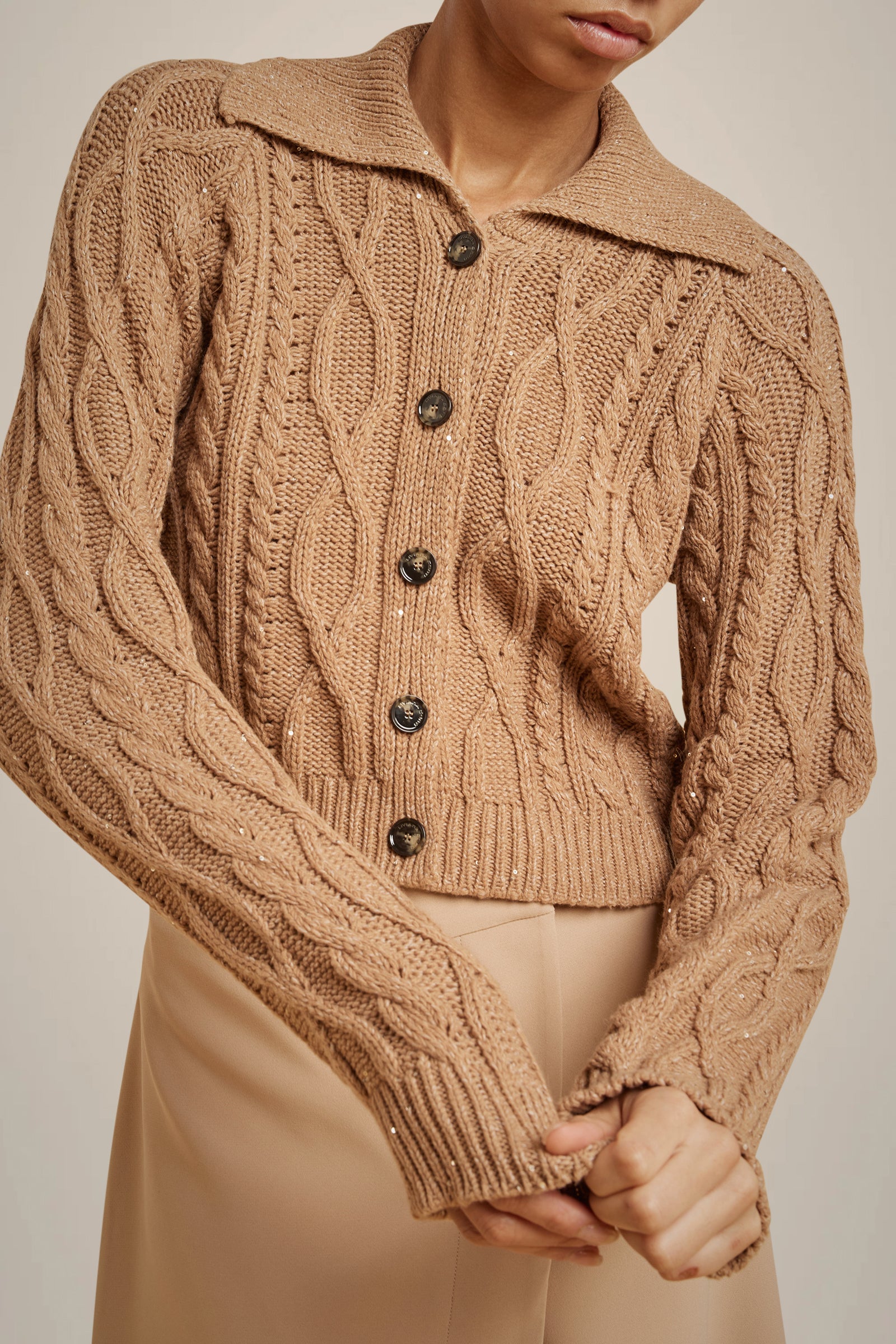 CARDIGAN IN CASHMERE RICICLATO PAILLETTES