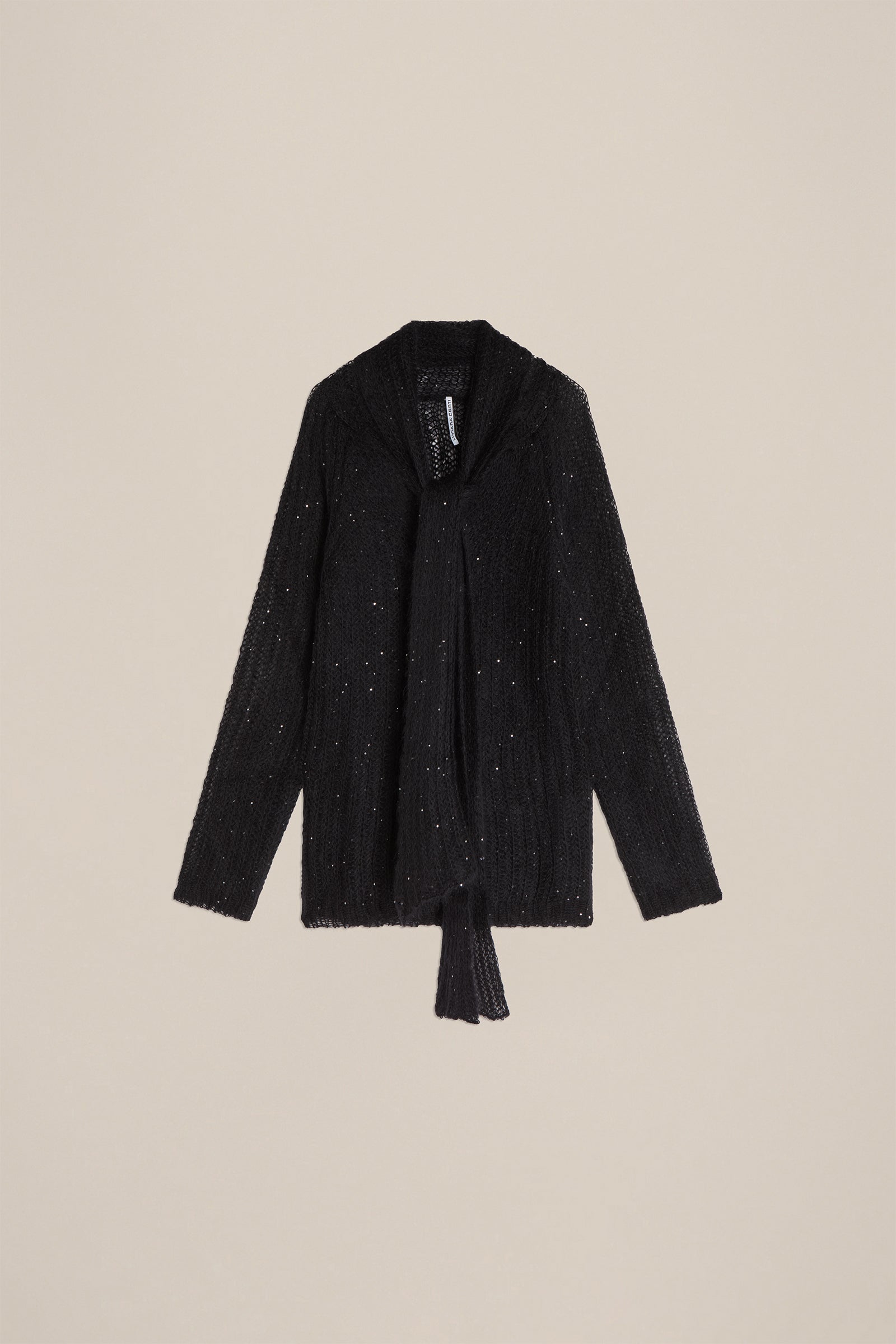 MOHAIR SEQUIN NECK SCARF SWEATER