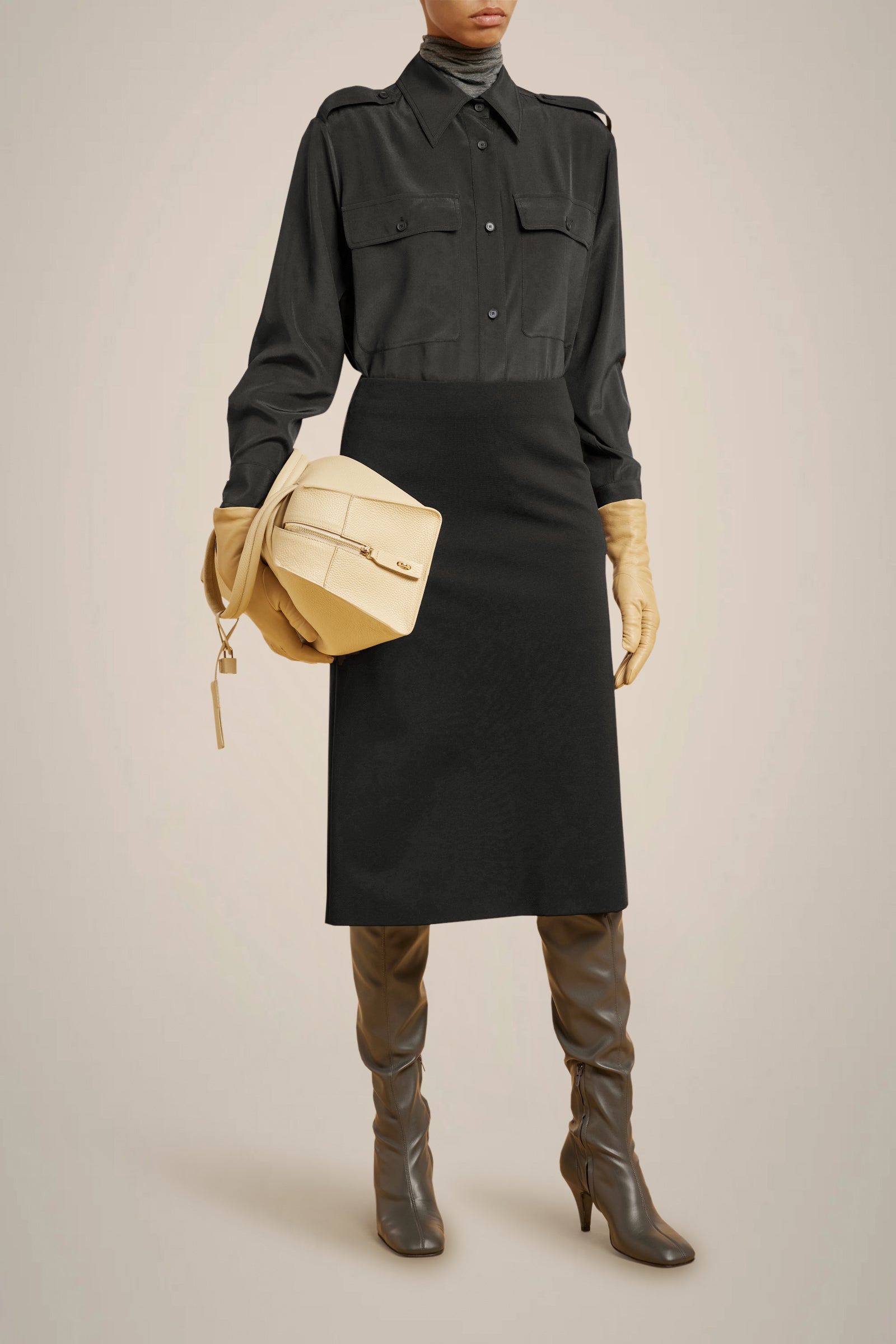 CAMICIA TASCHE A TOPPA 100% SETA